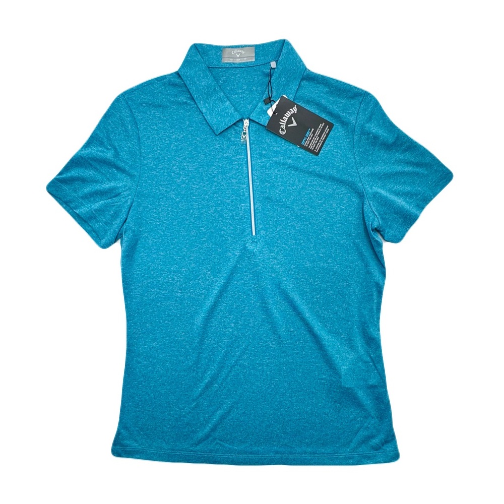 CALLAWAY Women's Vivid Blue Short-Sleeve Golf Polo Shirt, Quarter-Zip X-SMALL